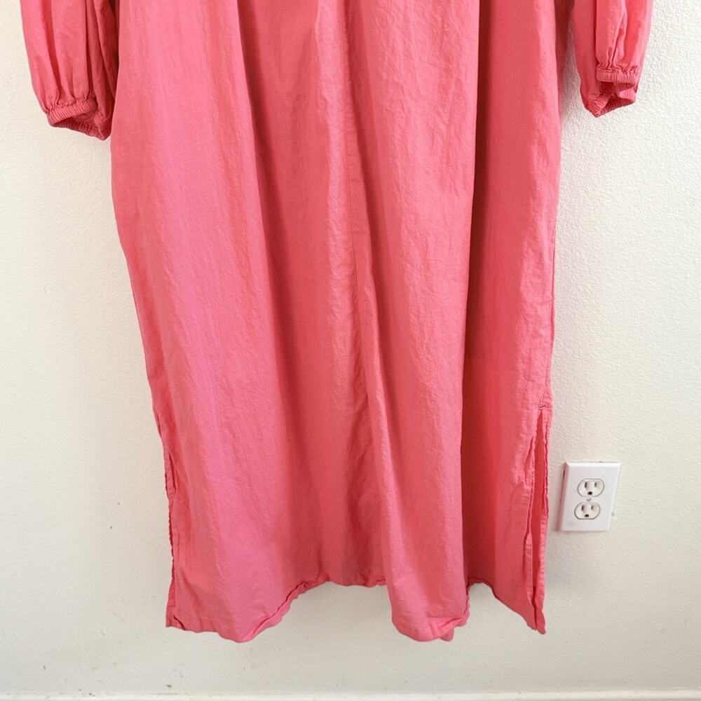 Xirena Cotton Maxi Dress XL Coral Pink Long Sleeve V-Neck Side Slits Boho READ! - Picture 4 of 16